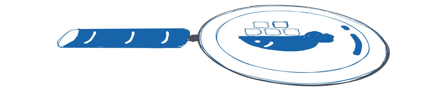 The Docker whale under a magnifying glass