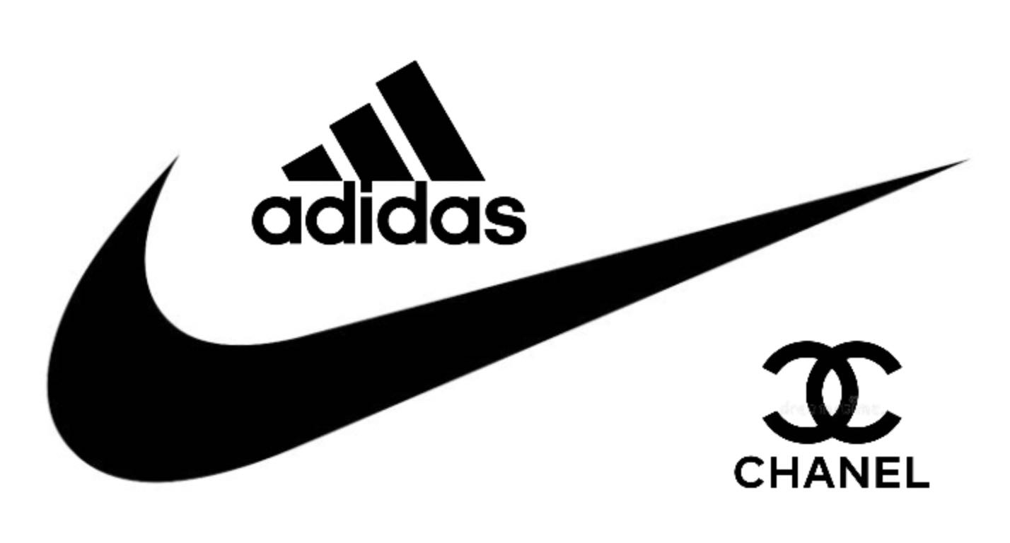 Black logos from Nike, Chanel, and Adidas